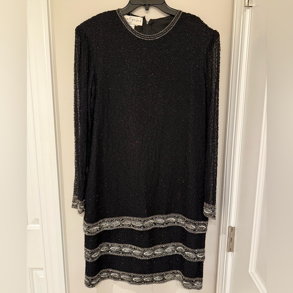 Lillie Rubin dress size XL Black and Silver Women's Dress vintage sequenced